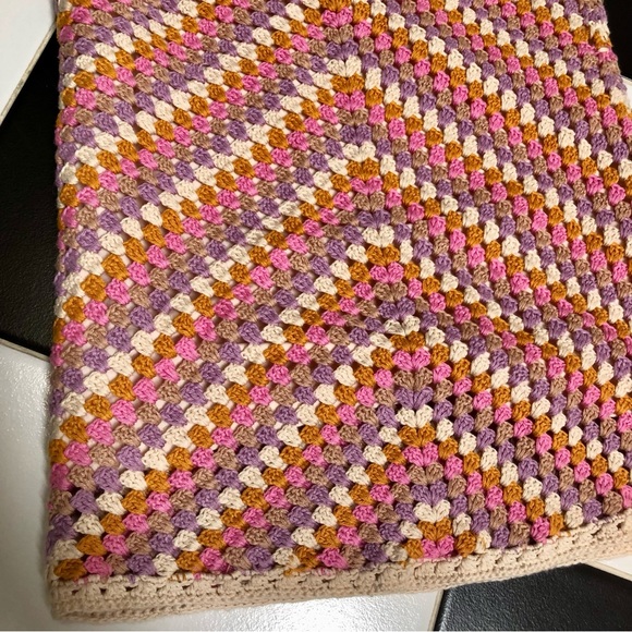 Forever 21 F21 Crochet Multicolor Pastel Knit Skirt Pink Cream Purple Orange Med - Picture 3 of 9